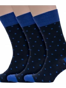 Комплект из 3 пар мужских носков Grinston socks (PINGONS), 3-18D123, 18D1, СИНИЕ