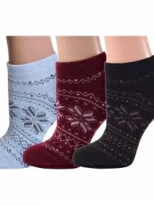 Комплект из 3 пар женских полушерстяных носков Grinston socks (PINGONS), 3-17D4, микс 3