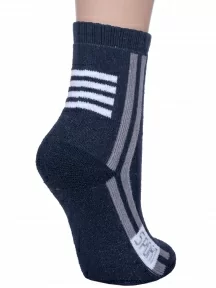 Детские махровые носки Hobby Line, 7480, ТЕМНО-СИНИЕ с серыми полосками