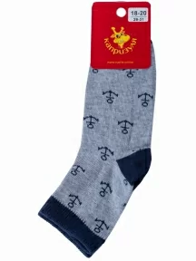 Детские носки "НАШЕ" Смоленской чулочной фабрики, 222С134, рис. 1, СЕРЫЕ МЕЛАНЖ с темно-синим № 54-4/3-1