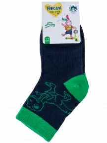 Детские носки "Борисоглебский трикотаж", 8С740, ТЕМНО-СИНИЕ с салатовым
