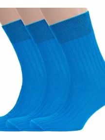 Комплект из 3 пар мужских носков RuSocks (Орудьевский трикотаж) из 100% хлопка рис. 01, ТЕМНО-БИРЮЗОВЫЕ (3-М3-11001)