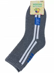 Детские махровые носки Hobby Line, 7480, СЕРЫЕ с белыми полосками