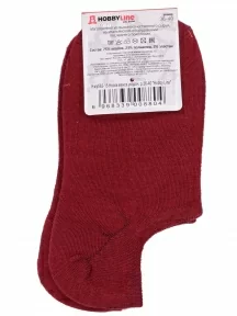 Женские ультракороткие носки Hobby Line, Нжу562-15, БОРДОВЫЕ