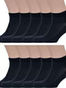 Комплект из 10 пар мужских носков Grinston socks (PINGONS) из микромодала, 10-15D10, ЧЕРНЫЕ