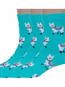 Комплект из 3 пар детских носков RuSocks (Орудьевский трикотаж), 3-Д3-13159, рис. 03, БИРЮЗОВЫЕ