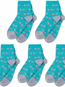Комплект из 5 пар детских носков LORENZLine, 5-Л104, БИРЮЗОВЫЕ