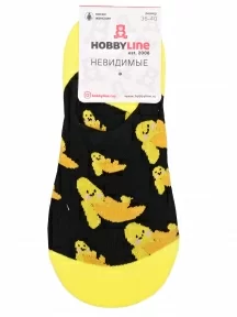 Женские ультракороткие носки Hobby Line, ННЖ18-09-03-02, ЧЕРНО-ЖЕЛТЫЕ