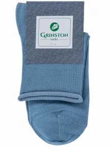 Комплект из 3 пар женских носков без резинки Grinston socks (PINGONS) из мерсеризованного хлопка, 3-15D22, ГОЛУБЫЕ