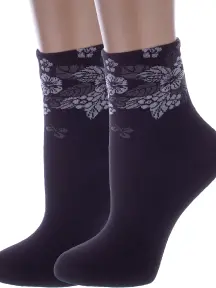 Комплект из 2 пар женских махровых носков RuSocks (Орудьевский трикотаж) ЧЕРНЫЕ (2-Ж-2337)