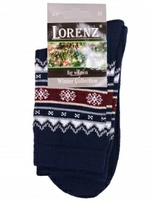 Женские полушерстяные носки с махровым следом LORENZline, В20М, СИНИЕ
