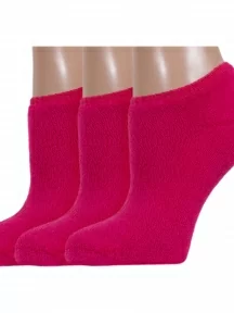 Комплект из 3 пар женских махровых носков ХОХ, 3-GZ-3R9, МАЛИНОВЫЕ