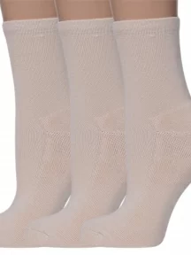 Комплект из 3 пар женских бамбуковых носков с махровым следом ХОХ, 3-Z-1423, БЕЖЕВЫЕ