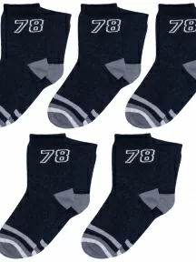 Комплект из 5 пар детских носков RuSocks (Орудьевский трикотаж), 5-Д3-13499, рис. 03, ТЕМНО-СИНИЕ