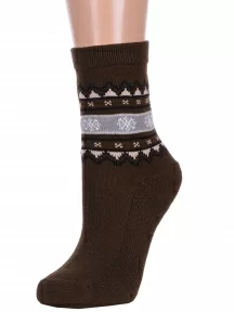 Женские полушерстяные носки с махровым следом LORENZline, В20М, КОРИЧНЕВЫЕ