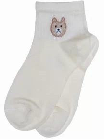 Подростковые носки LORENZline, П35, КРЕМОВЫЕ с мишкой