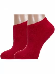 Комплект из 2 пар женских махровых носков ХОХ, 2-GZ-3R9, КРАСНЫЕ