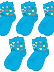 Комплект из 5 пар детских носков ХОХ, 5-D-3R2, БИРЮЗОВЫЕ