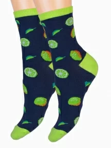 Женские носки "Красная ветка", С-1471, ТЕМНО-СИНИЕ с салатовым