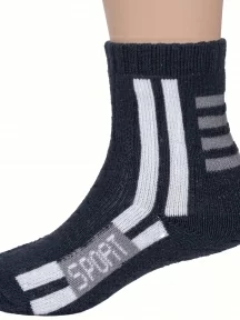 Детские махровые носки Hobby Line, 7480, ТЕМНО-СИНИЕ с белыми полосками