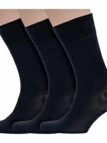 Комплект из 3 пар мужских носков Grinston socks (PINGONS) из мерсеризованного хлопка, 3-15D3, ЧЕРНЫЕ