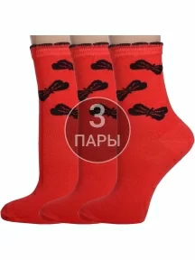 Комплект из 3 пар женских носков Palama, 3-ЖД-21, КРАСНЫЕ