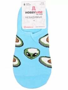Женские ультракороткие носки Hobby Line, ННЖ18-09-02, ГОЛУБЫЕ