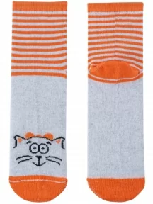 Детские носки Альтаир, С183, ОРАНЖЕВЫЕ со светло-серым
