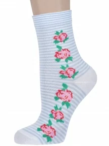 Женские носки "Борисоглебский трикотаж", 6С756, БЕЛО-ГОЛУБЫЕ