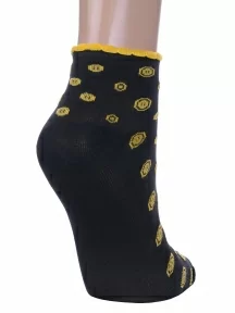 Женские носки Альтаир, С211, ЧЕРНЫЕ с желтыми пуговицами