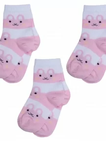 Комплект из 3 пар детских носков RuSocks (Орудьевский трикотаж), 3-Д3-13792Д, рис. 03, БЕЛО-РОЗОВЫЕ