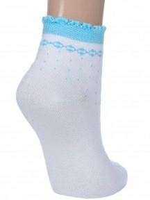 Женские бамбуковые носки PARA socks, L1D12, БЕЛЫЕ с бирюзовым