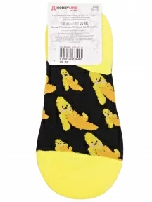 Женские ультракороткие носки Hobby Line, ННЖ18-09-03-02, ЧЕРНО-ЖЕЛТЫЕ