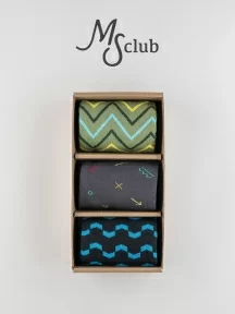 Набор из 3 пар мужских носков MSCLUB №М39, ВИ3-НМ39, микс 1 "Зеленый"
