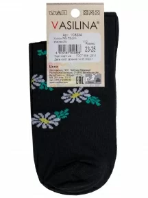 Женские носки без резинки VASILINA, 1С8234, ЧЕРНЫЕ