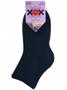 Женские махровые носки без резинки ХОХ, Z-1482, ТЕМНО-СИНИЕ