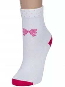 Детские носки LORENZline, Л77, БЕЛЫЕ с малиновым