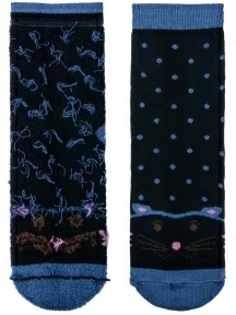 Комплект из 3 пар детских махровых носков Альтаир, 3-С112, ЧЕРНЫЕ с джинсовым