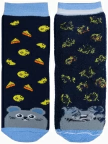 Детские махровые носки "Красная ветка", С-653, ТЕМНО-СИНИЕ с голубым