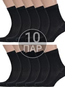Комплект из 10 пар мужских носков Альтаир, 10-С120, ЧЕРНЫЕ