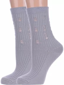 Комплект из 2 пар женских носков Hobby Line, 2-Нжвип1024, СВЕТЛО-СЕРЫЕ