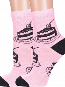 Комплект из 2 пар женских носков Альтаир, 2-А215, РОЗОВО-ЧЕРНЫЕ