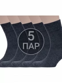 Комплект из 5 пар мужских бамбуковых носков Grinston socks (PINGONS), 5-15D1, АНТРАЦИТ