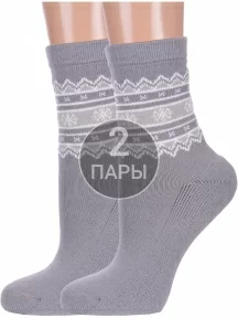 Комплект из 2 пар женских полушерстяных носков с махровым следом LORENZLine, 2-В20М, СЕРЫЕ