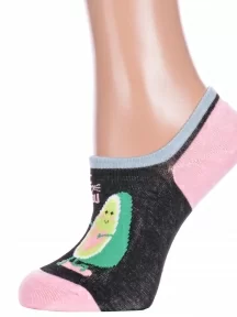 Женские ультракороткие носки Hobby Line, ННЖ18-09-01, ЧЕРНО-РОЗОВЫЕ