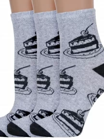 Комплект из 3 пар женских носков Альтаир, 3-А215, СЕРЫЕ