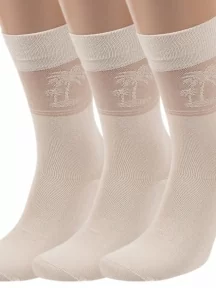 Комплект из 3 пар мужских носков из вискозы ХОХ, 3-X-1202, БЕЖЕВЫЕ
