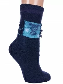 Женские теплые махровые носки Hobby Line, Нжамв6008-9, ТЕМНО-СИНИЕ