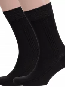 Комплект из 2 пар мужских носков RuSocks (Орудьевский трикотаж) из 100% хлопка, 2-М3-11001, рис. 03, ЧЕРНЫЕ