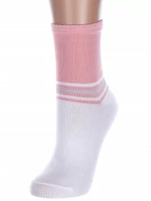 Женские носки Hobby Line, Нжх334-5, БЕЛО-КОРАЛЛОВЫЕ
